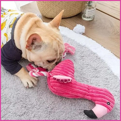 peluche-pour-chien_flamant-rose-résistante-avec-corde-couineur