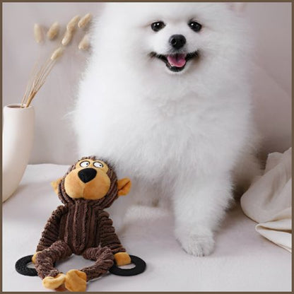 Peluche-pour_chiens_avec-anneau-en-forme-de-singe-marron