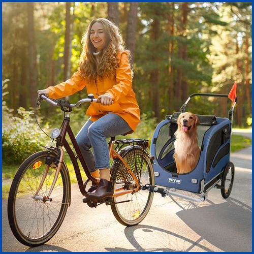 poussette-pour-chien-2-en-1-remorque-vélo-bleu