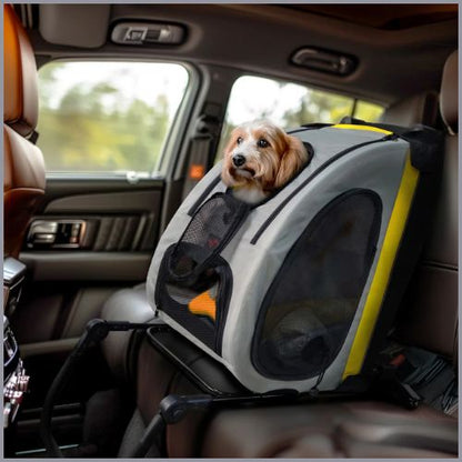 poussette-pour-chien-convertible-en-siège-auto-gris