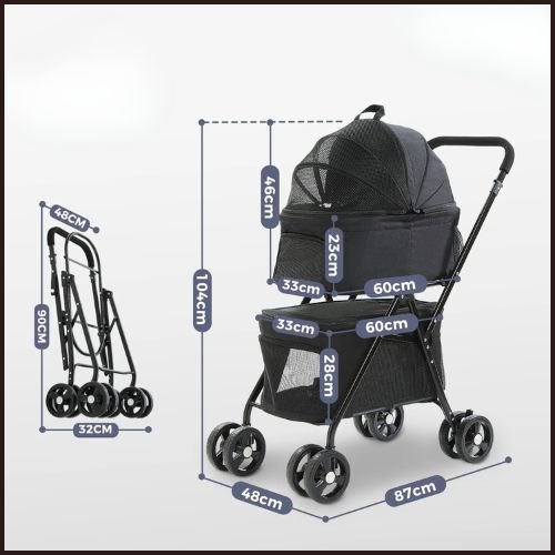 poussette-pour-chien-double-détachable-taille