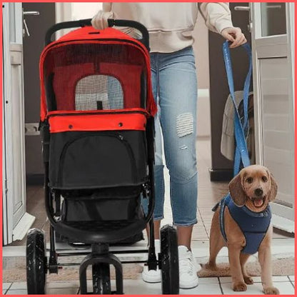 poussette-pour-chien-tout-terrain-pliable-rouge-promenade