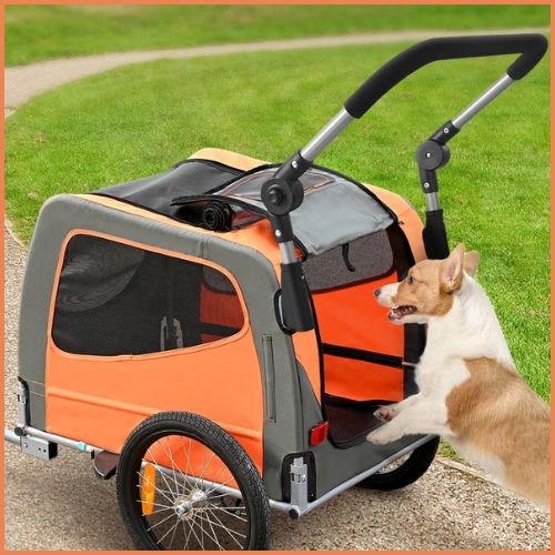 poussettes-pour-chiens_transformables-en-remorque-de-vélo-orange