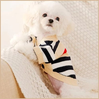 pull-chien-d-hiver-petite-taille-en-style-cardigan-tricoté-blanc