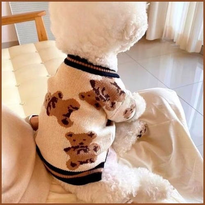 pull-chien-d-hiver-petite-taille-en-style-cardigan-tricoté-beige