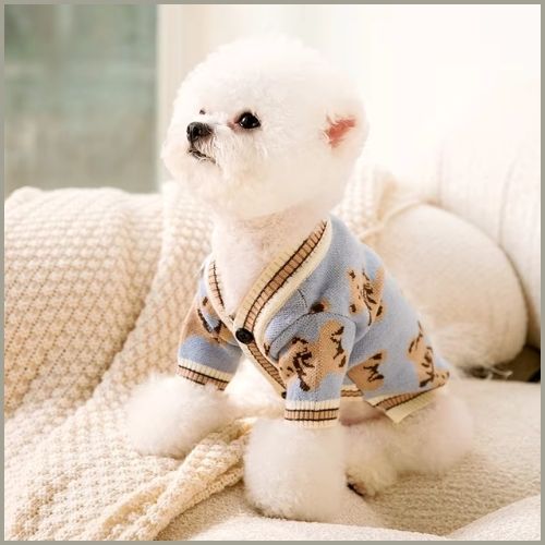 pull-chien-d-hiver-petite-taille-en-style-cardigan-tricoté-turquoise