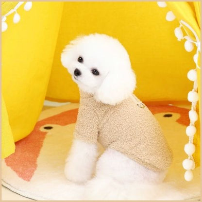 pull-chien-petite-taille-doux-avec-anneau-pour-laisse-intégrée-marron