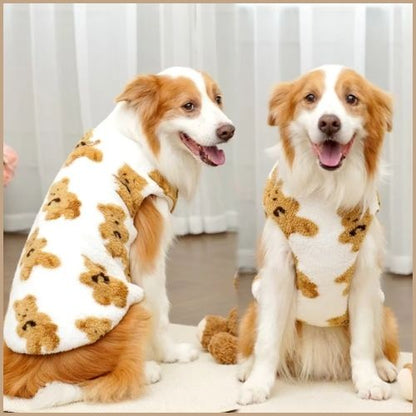 Pull-pour-chien-grande-taille-motif-ours-chaud-hiver-blanc