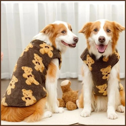 Pull-pour-chien-grande-taille-motif-ours-chaud-hiver-beige