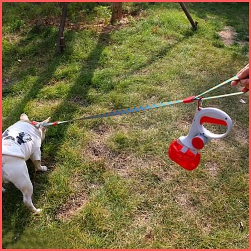 ramasse-crotte-chien-à-pince-hygiénique-avec-porte-sac-rouge