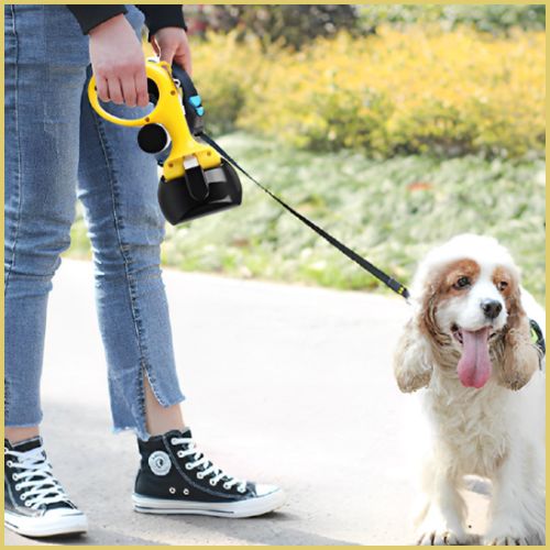 ramasse-crotte-chien-à
-pince-hygiénique-avec-porte-sac_jaune
