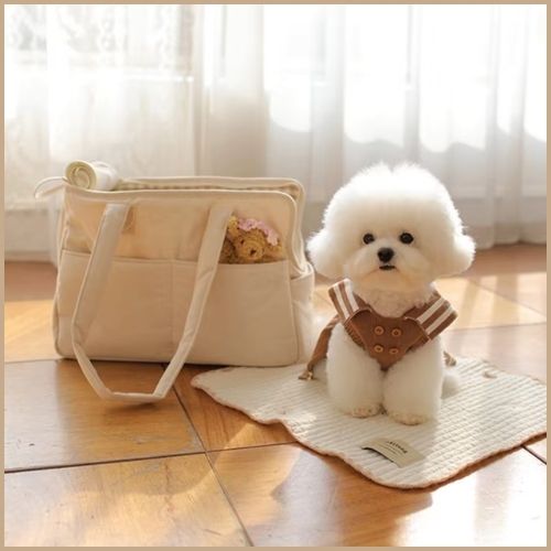 sac-de-transport-pour-chien-petite-taille-avec-poche-latérale-blanc