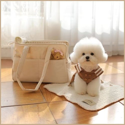 sac-de-transport-pour-chien-petite-taille-avec-poche-latérale-blanc