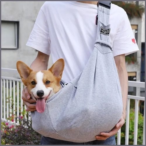 sac-transport-chien-bandoulière-réglable-ergonomique-gris-welsh