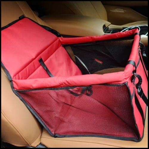 transport-chien-voiture-avec-laisse-de-sécurité-rouge